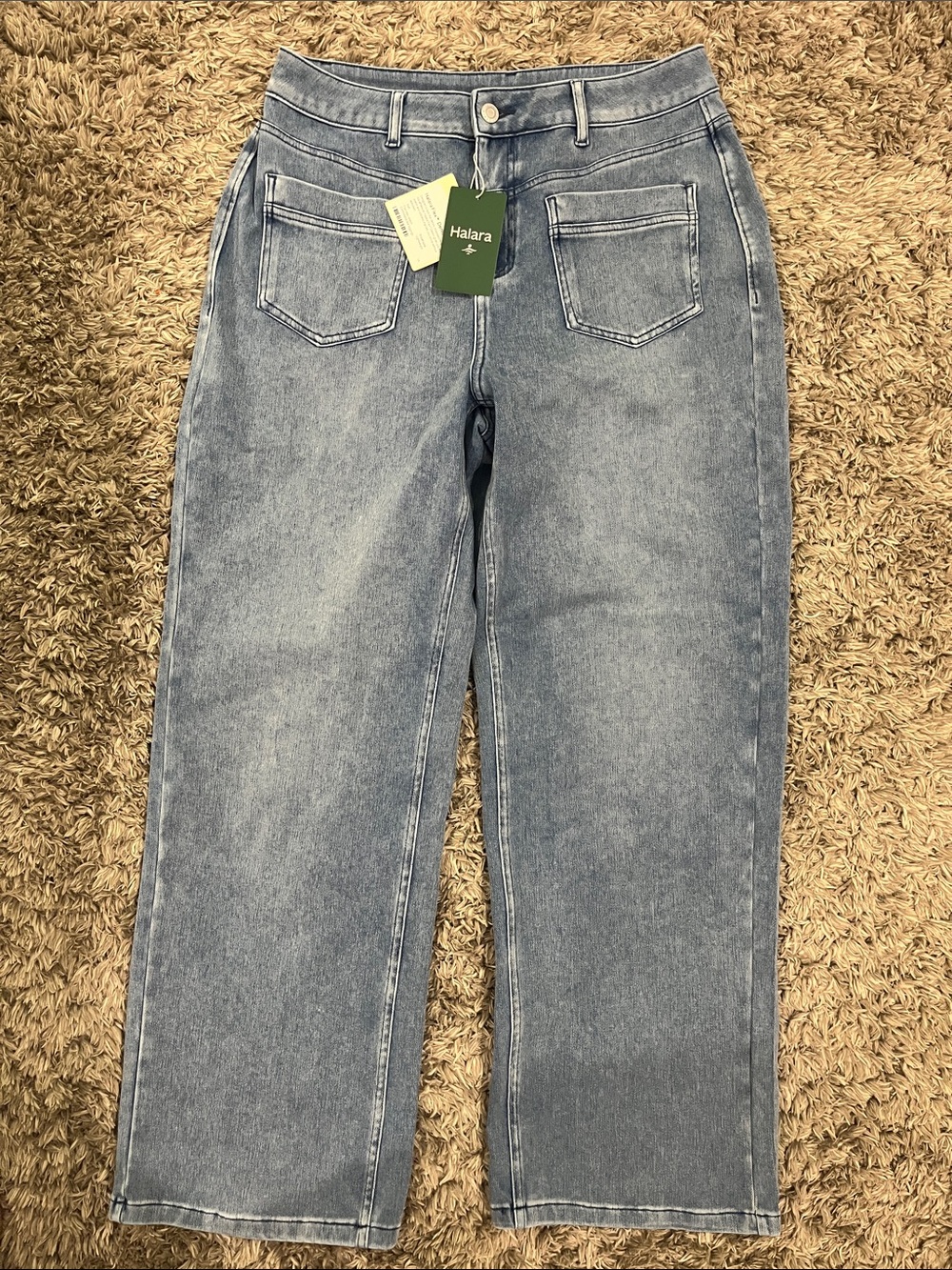 HALARA Light Blue High-Rise Straight Leg Jeans